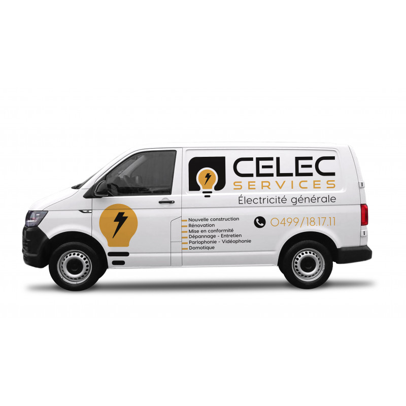 Lettrage moyenne camionnette standard – texte logo | Print My Car